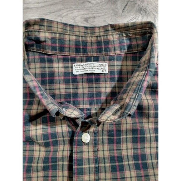 Narragansett Traders Long Sleeve Button Up Plaid Flannel Shirt Mens Extra Large - Picture 3 of 5